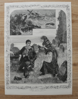Wood Engraving W H Overend 1885 Come back to me